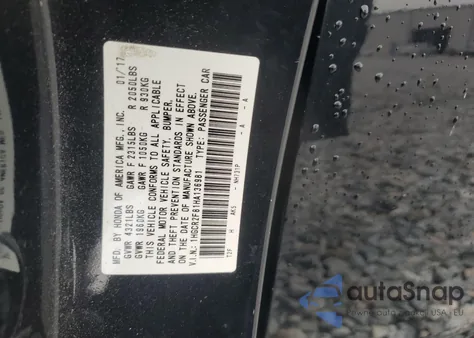 2017 Honda Accord Exl z USA, uszkodzony, nr VIN 1HGCR2F81HA136981